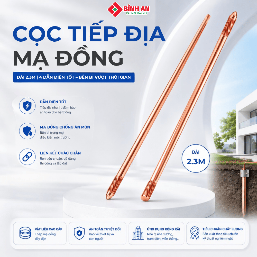 Cọc tiếp địa mạ đồng