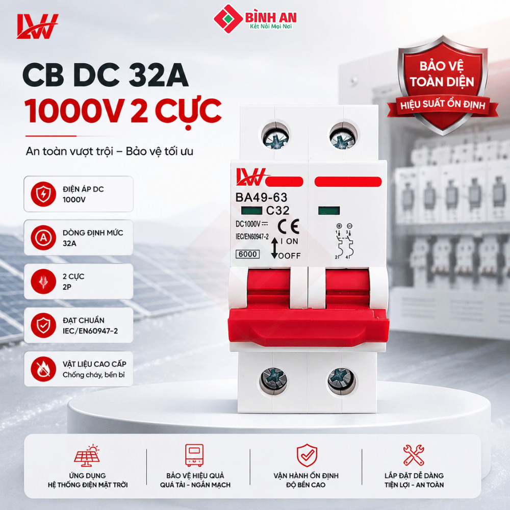 CB DC 32A 1000V 2 cực