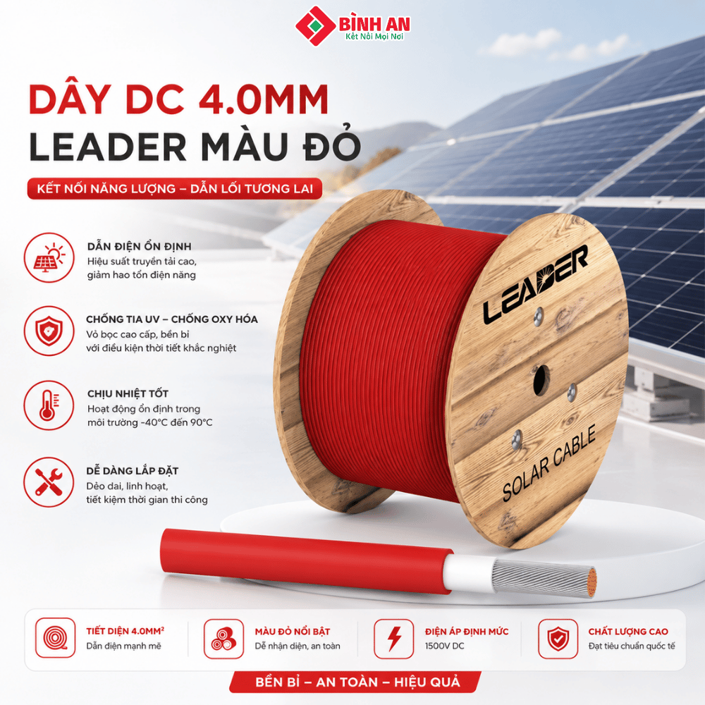 Dây cáp điện DC 4.0mm LEADER màu đỏ