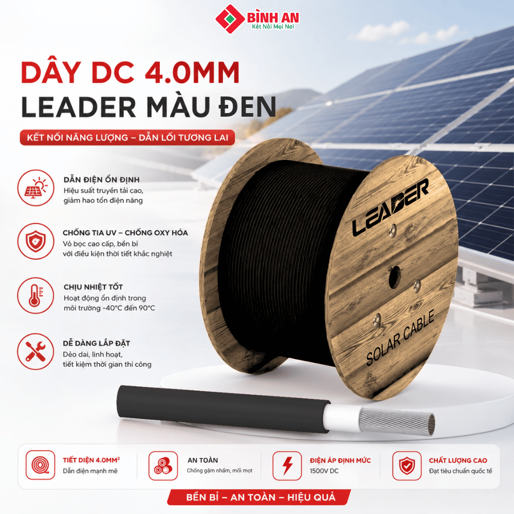 Dây cáp điện DC 4.0mm LEADER màu đen